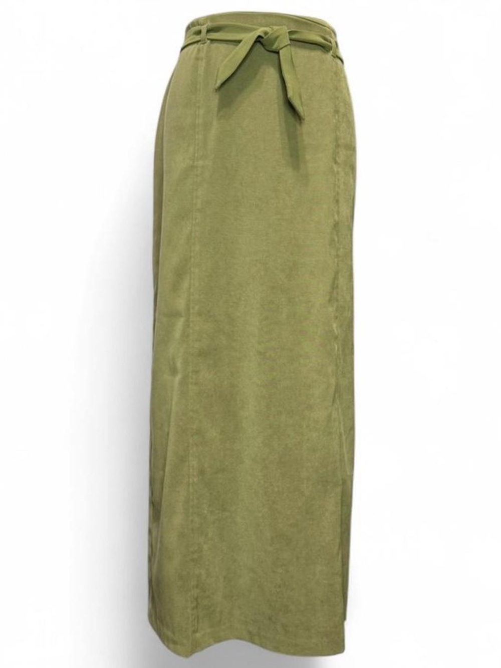 Vintage Norton Studio olive green maxi skirt with belt buckles and back zip up